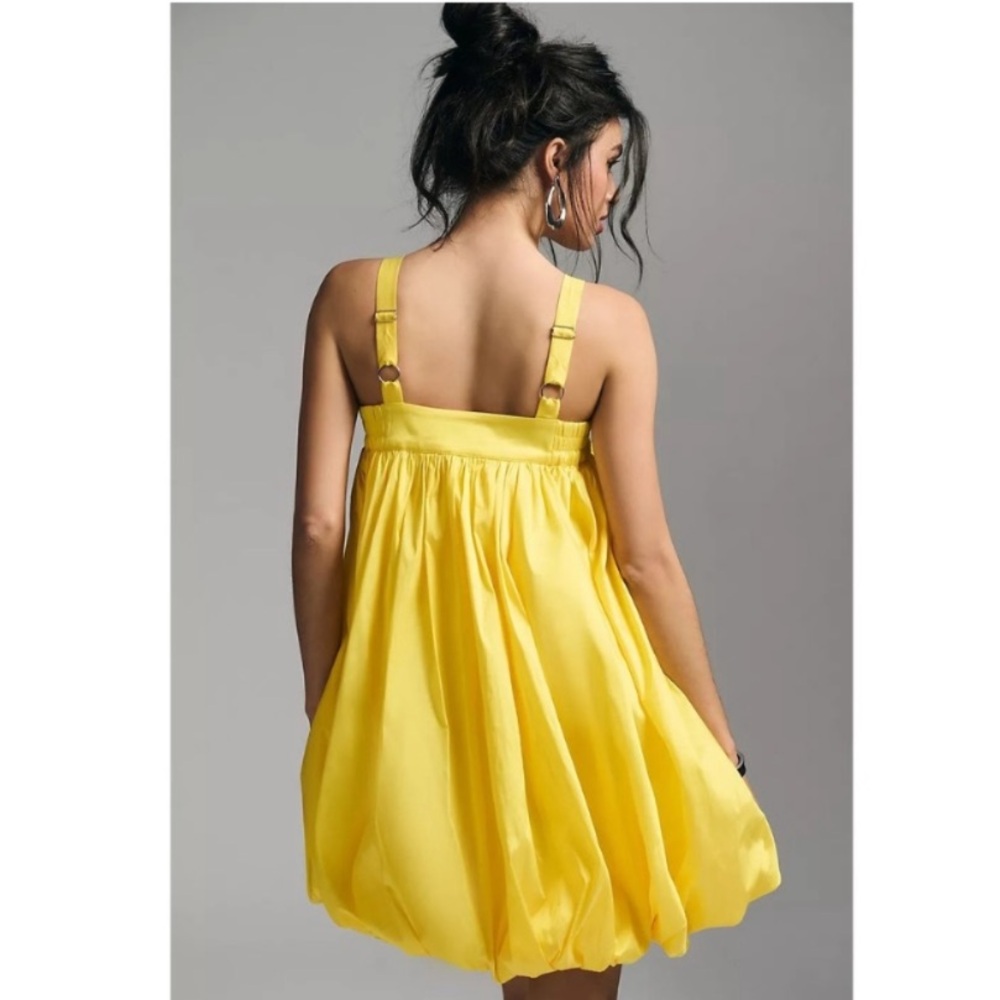 BLONI Golden square neck Taffeta Bubble Holiday Mini dress NWT! - Picture 3 of 3